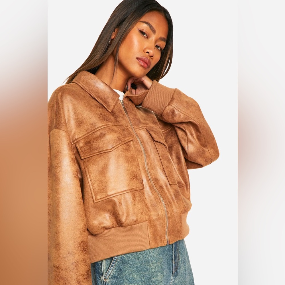NWOT boohoo Faux Suede Bomber Jacket - Picture 5 of 5